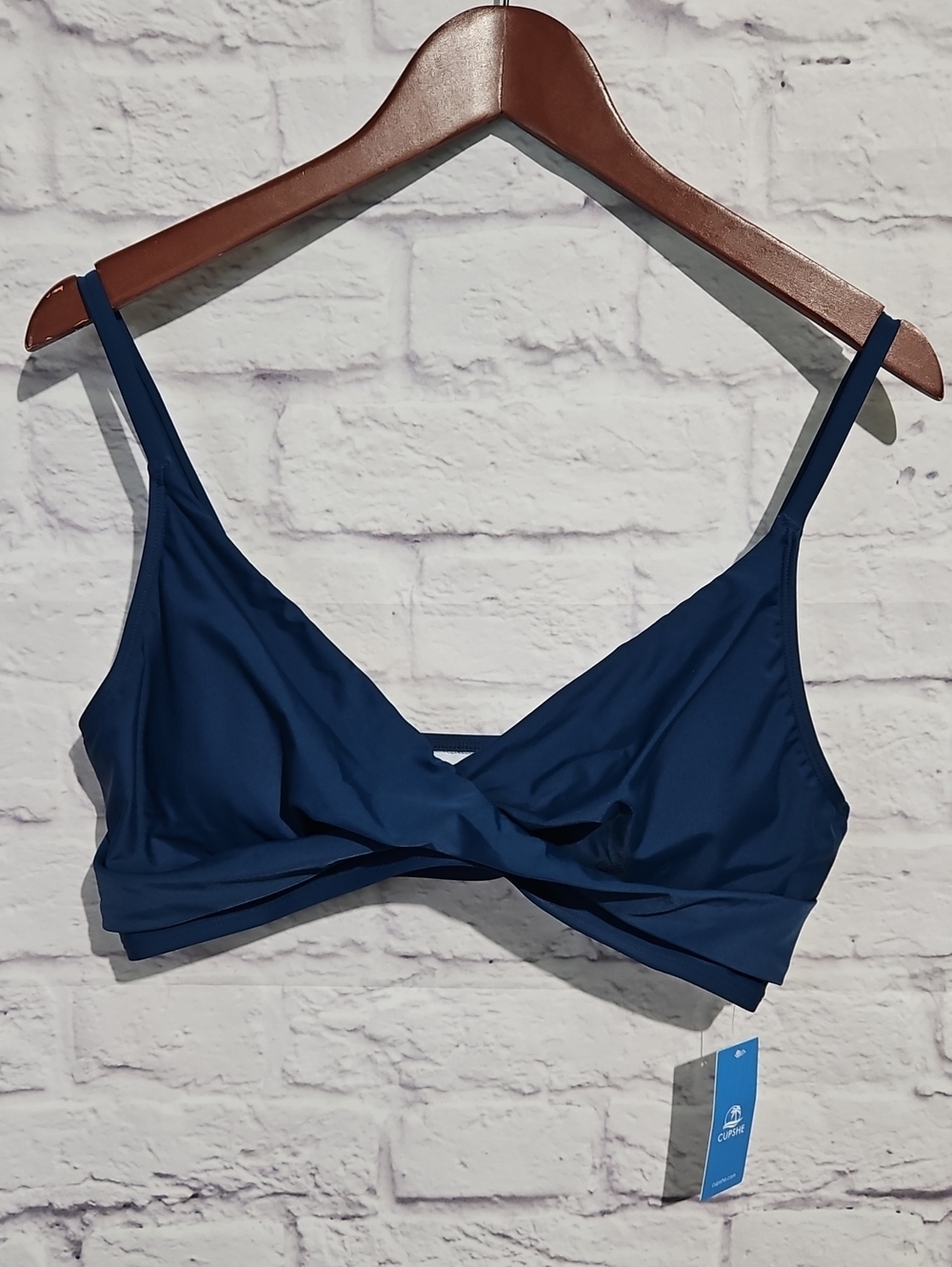 Cupshe Navy Twist-Front Bikini Top